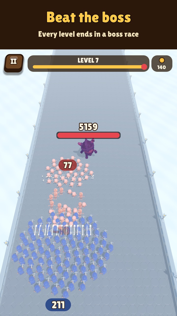 Beat the boss: every level ends in a boss race